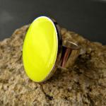 Neon Yellow Oval Statement Ring, Re..