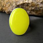 Neon Yellow Oval Statement Ring, Re..